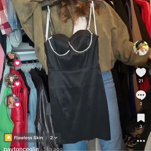 Elegant Black Dress with Diamond Straps